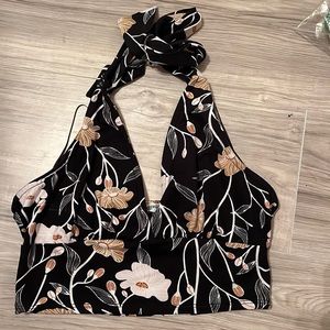 Black halter top with flowers